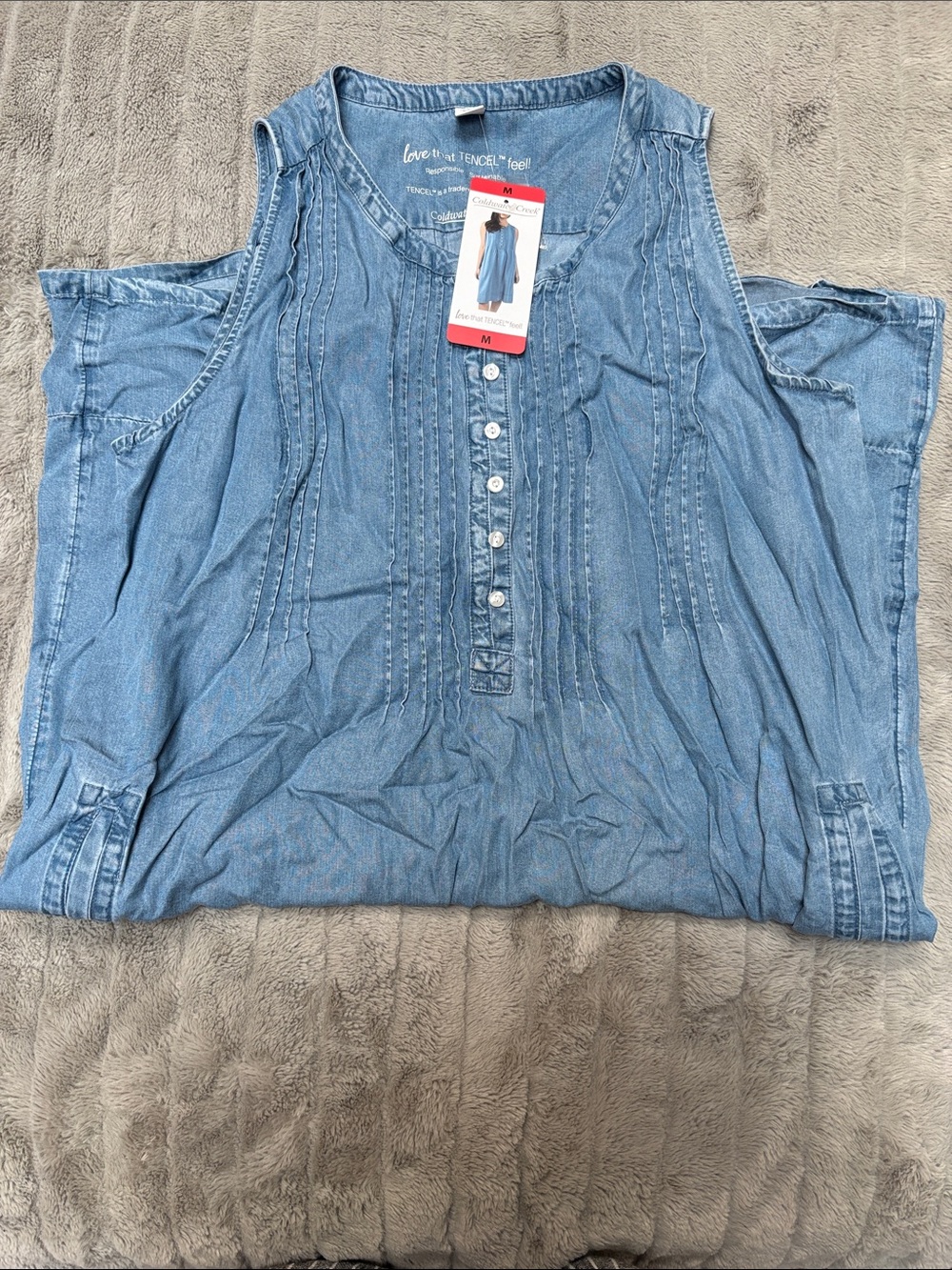 Coldwater Creek Light Blue Chambray Sleeveless Dress tencel jumper Medium